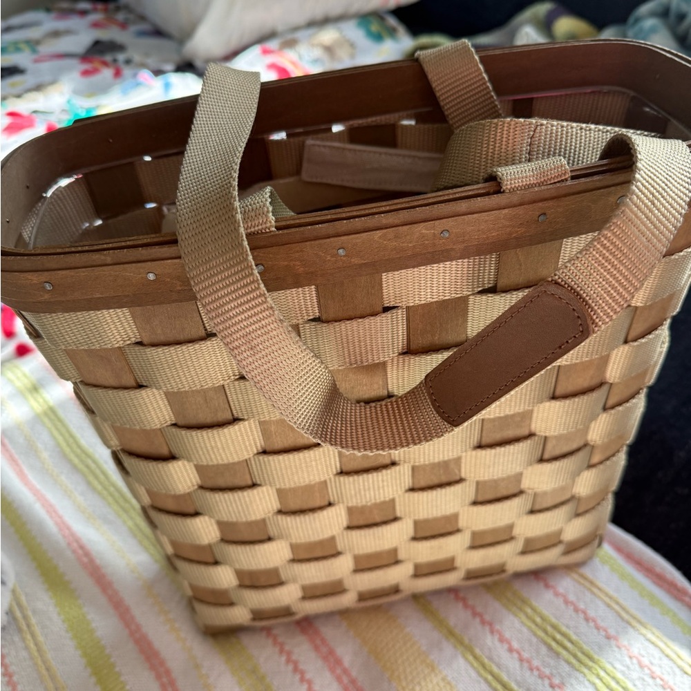 Longaberger Beige and Brown Woven Tote
